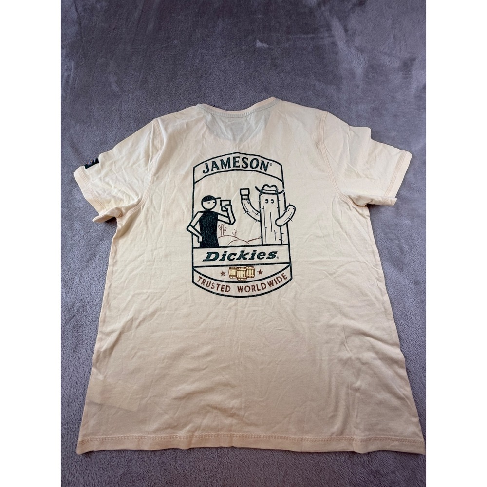 Dickies T-Shirt Mens XL Cream Jameson Whiskey Graphic Pocket Tee Short Sleeve